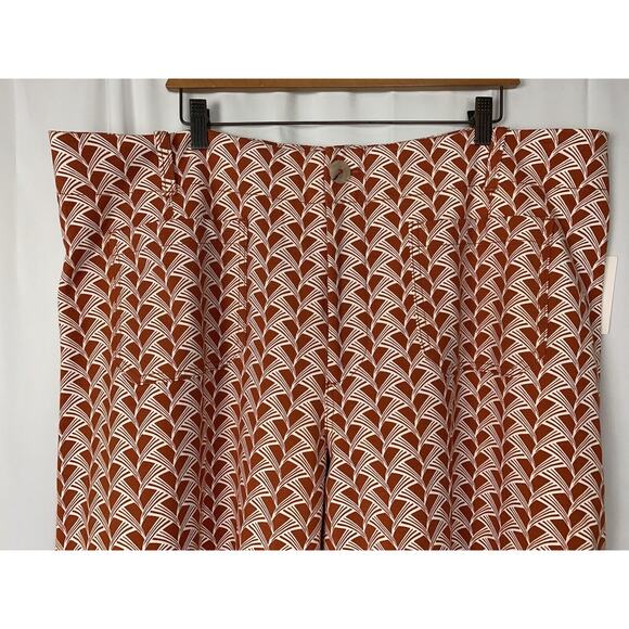 Maeve Anthropologie The Collette Orange Graphic Print Cropped Wide Leg Pants NWT - Picture 2 of 13